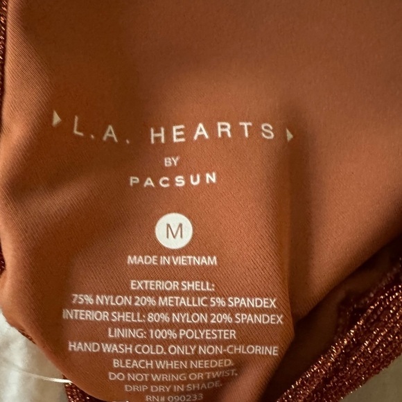 LA Hearts by Pacsun Triangle String Bikini Metallic Bronze size Medium NWT - Picture 4 of 5